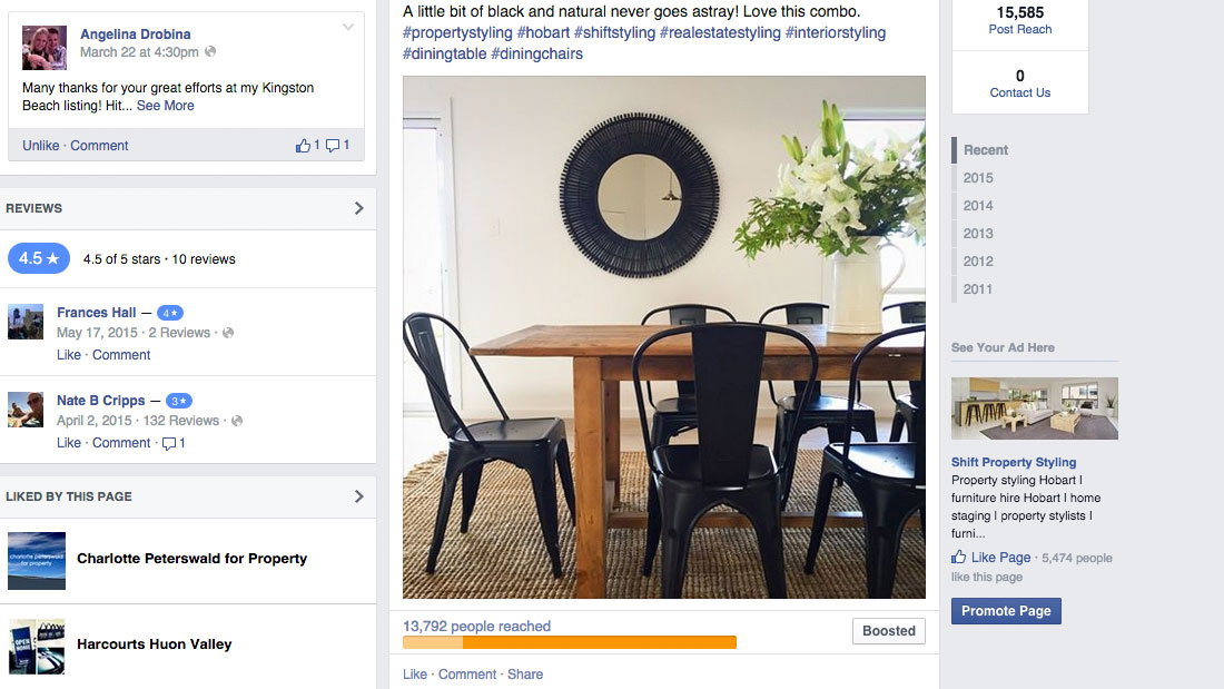 Facebook Marketing Property Styling Hobart